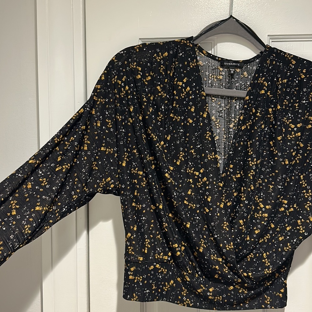 Dynamite Long sleeve Silky Wrap Blouse - XS - Picture 3 of 5